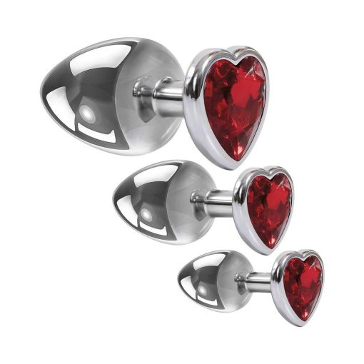 Adam & Eve Three Hearts Gem Anal Plug Set – Metal Training Kit - Image 4