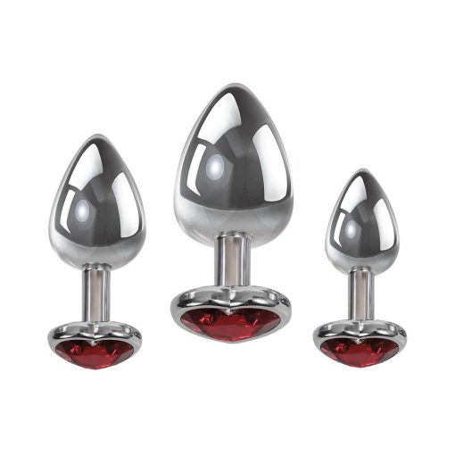 Adam & Eve Three Hearts Gem Anal Plug Set – Metal Training Kit - Image 5