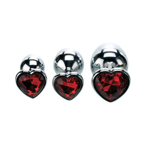 Adam & Eve Three Hearts Gem Anal Plug Set – Metal Training Kit - Image 6