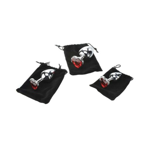 Adam & Eve Three Hearts Gem Anal Plug Set – Metal Training Kit - Image 7