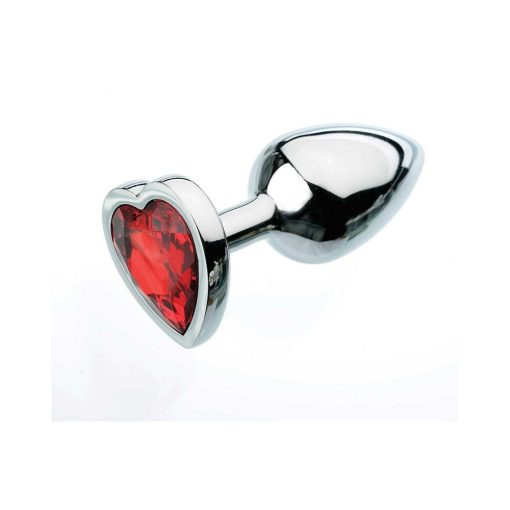 Adam & Eve Red Heart Anal Plug Small – Jeweled Metal Plug for Beginners - Image 2