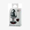 Adam & Eve Red Hearts Gem Anal Plug – Medium Metal Butt Plug with Jewel