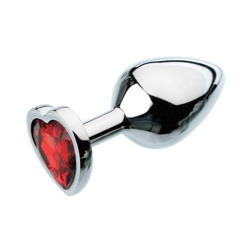 Adam & Eve Red Hearts Gem Anal Plug – Medium Metal Butt Plug with Jewel - Image 2