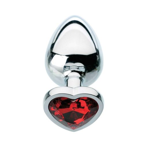 Adam & Eve Red Hearts Gem Anal Plug – Medium Metal Butt Plug with Jewel - Image 3