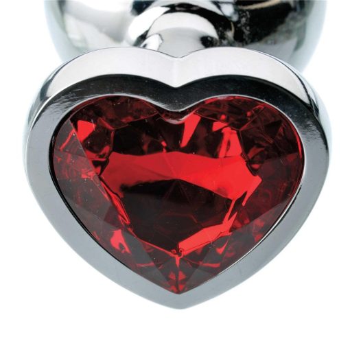 Adam & Eve Red Hearts Gem Anal Plug – Medium Metal Butt Plug with Jewel - Image 4