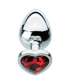 Adam & Eve Red Hearts Gem Anal Plug – Large Metal Butt Plug with Jewel