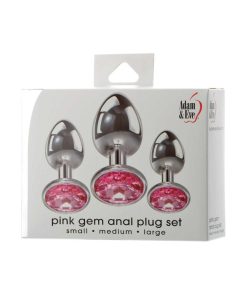 Adam & Eve Pink Gem Anal Plug Set – 3-Piece Metal Anal Training Kit