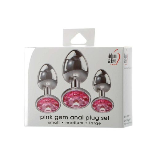 Adam & Eve Pink Gem Anal Plug Set – 3-Piece Metal Anal Training Kit