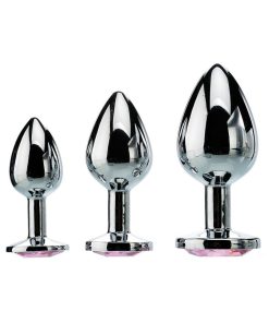 Adam & Eve Pink Gem Anal Plug Set – 3-Piece Metal Anal Training Kit