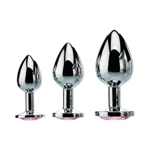 Adam & Eve Pink Gem Anal Plug Set – 3-Piece Metal Anal Training Kit - Image 3