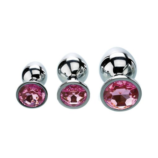 Adam & Eve Pink Gem Anal Plug Set – 3-Piece Metal Anal Training Kit - Image 4