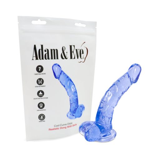 Adam & Eve Cool Curve Jelly Dildo – Curved Suction Cup & Strap-On Compatible