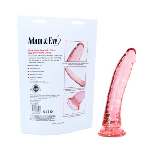 Adam & Eve Pink Jelly Dildo – Realistic Suction Cup & Strap-On Ready Toy - Image 6