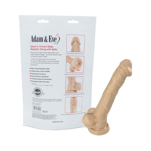 Adam & Eve Adam's Cock 10 In. Dildo – Realistic Suction Cup & Harness Compatible - Image 2
