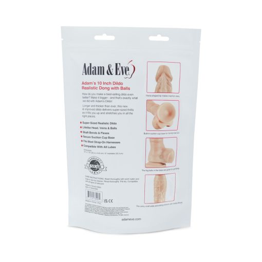 Adam & Eve Adam's Cock 10 In. Dildo – Realistic Suction Cup & Harness Compatible - Image 4