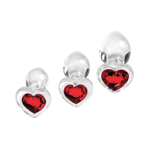 Adam & Eve Red Heart Gem Glass Plug Set – 3-Piece Anal Training Kit - Image 4