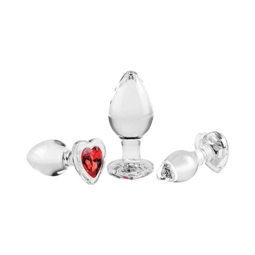 Adam & Eve Red Heart Gem Glass Plug Set – 3-Piece Anal Training Kit - Image 6