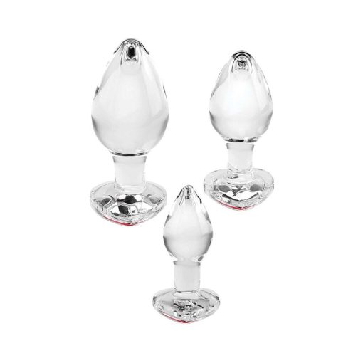 Adam & Eve Red Heart Gem Glass Plug Set – 3-Piece Anal Training Kit - Image 7