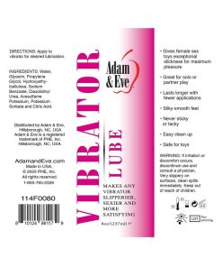 Adam & Eve Vibrator Lubricant 4 Oz. – Water-Based Lube Safe for All Toys
