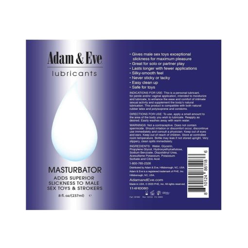 Adam & Eve Water-Based Masturbator Lubricant – 8 Oz Toy-Safe Lube - Image 3