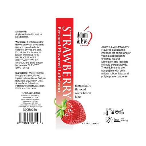 Adam & Eve Flavored Lubricant – Strawberry 4 Oz. Sugar-Free Oral Lube - Image 4