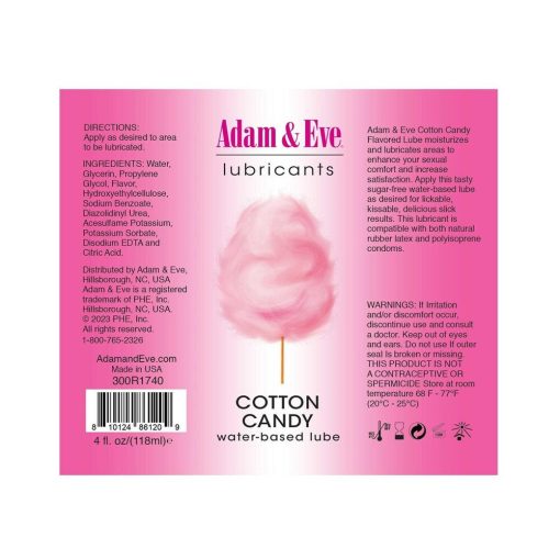 Adam & Eve Flavored Lubricant Cotton Candy – 4 Oz. Sugar-Free Water-Based Lube - Image 4