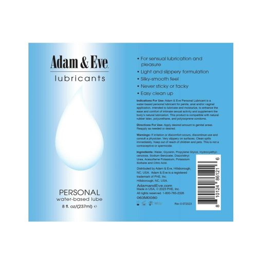 Adam & Eve Personal Water-Based Lubricant 8 Oz – Toy-Safe & Condom-Safe Lube - Image 3