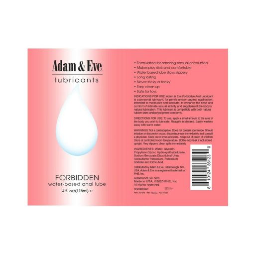 Adam & Eve Forbidden Anal Lubricant 4 Oz. – Long-Lasting Water-Based Lube - Image 3