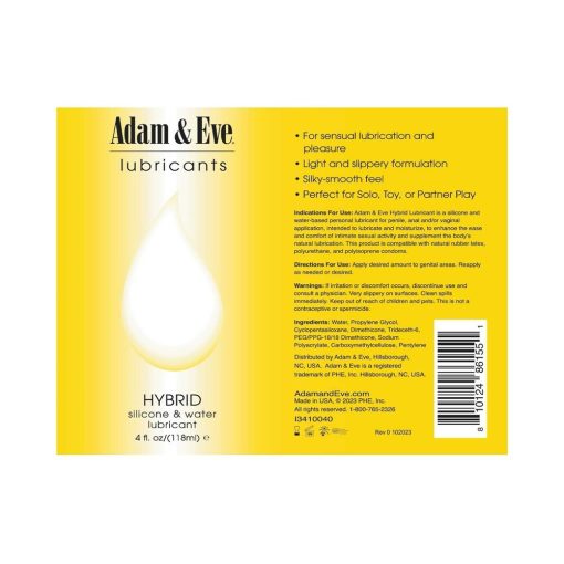 Adam & Eve Hybrid Lubricant 4 oz – Water & Silicone-Based Long-Lasting Lube - Image 3