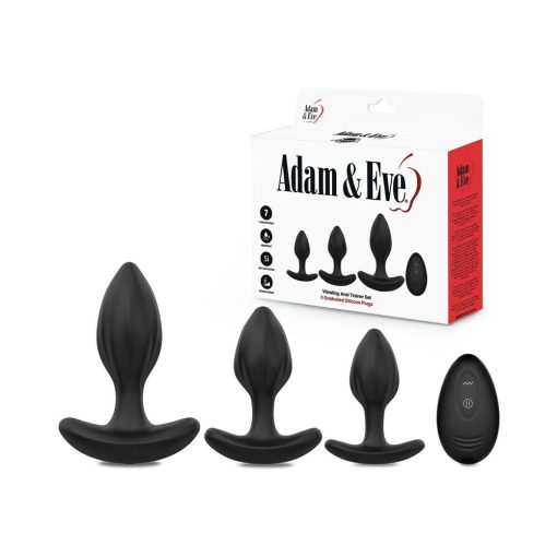 Adam & Eve Vibrating Anal Trainer Set – 3-Piece Silicone Butt Plug Kit