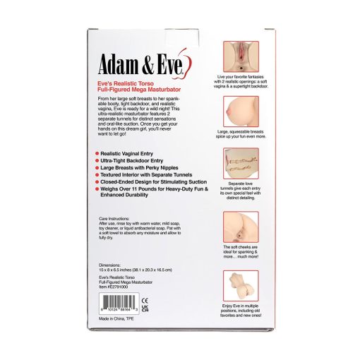 Adam & Eve Eve’s Realistic Torso – Dual Tunnel Lifelike Mega Masturbator - Image 11