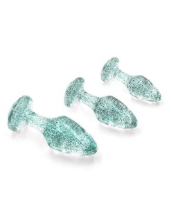 Adam & Eve Glitter Gem Butt Plug Set – 3-Piece Blue Anal Training Kit