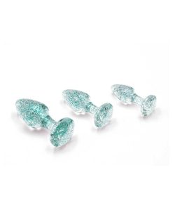 Adam & Eve Glitter Gem Butt Plug Set – 3-Piece Blue Anal Training Kit
