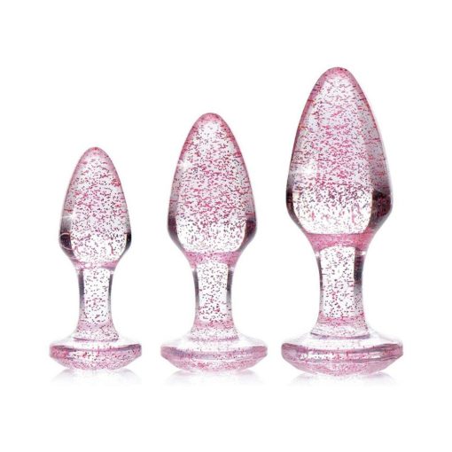 Adam & Eve Glitter Gem Butt Plug Set – Pink, 3-Piece Anal Training Kit - Image 2