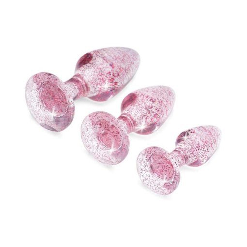 Adam & Eve Glitter Gem Butt Plug Set – Pink, 3-Piece Anal Training Kit - Image 3