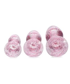 Adam & Eve Glitter Gem Butt Plug Set – Pink, 3-Piece Anal Training Kit