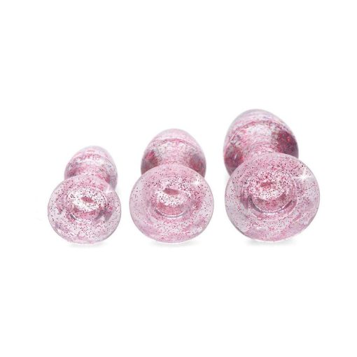 Adam & Eve Glitter Gem Butt Plug Set – Pink, 3-Piece Anal Training Kit - Image 4