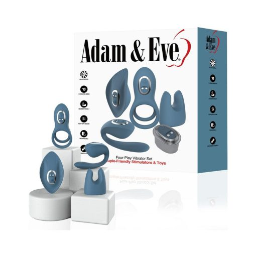 Adam & Eve Four-Play Vibrator Set – Rechargeable Couples Vibrator Kit