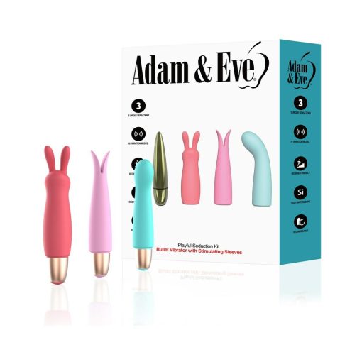 Adam & Eve Playful Seduction Kit – Bullet Vibrator with 3 Sleeves