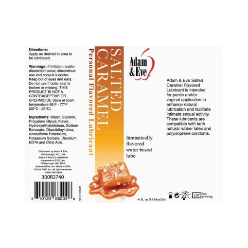 Adam & Eve Flavored Lubricant – Salted Caramel 4 Oz. Sugar-Free Oral Lube - Image 4