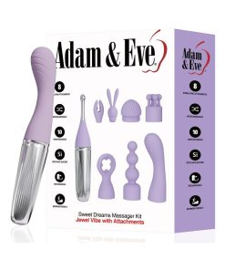 Adam & Eve Sweet Dreams Massager Kit – 8 Attachments & Rechargeable Vibe