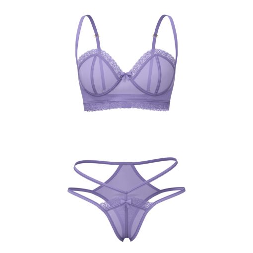 Magic Silk Sheer Passion Demi Bra & High Cut Tanga Very Peri S/M - Image 4