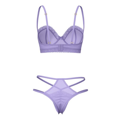 Magic Silk Sheer Passion Demi Bra & High Cut Tanga Very Peri S/M - Image 6