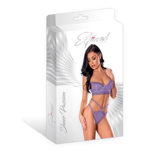 Magic Silk Sheer Passion Demi Bra & High Cut Tanga Very Peri S/M - Image 7