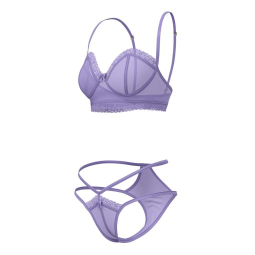 Magic Silk Sheer Passion Demi Bra & High Cut Tanga Very Peri S/M - Image 8