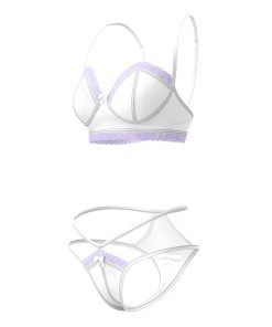 Magic Silk Sheer Passion Demi Bra & High Cut Tanga White/Lavender L/Xl