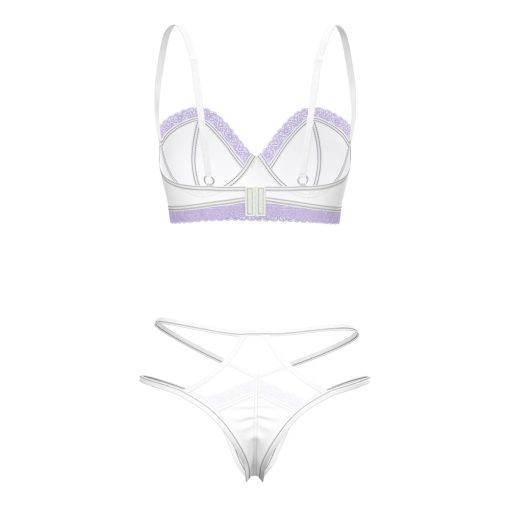 Magic Silk Sheer Passion Demi Bra & High Cut Tanga White/Lavender L/Xl - Image 9