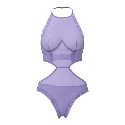 Magic Silk Sheer Passion Halter Teddy Very Peri L/Xl - Image 4