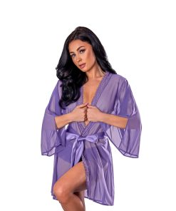 Magic Silk Sheer Passion Flutter Sleeve Robe Very Peri S/M