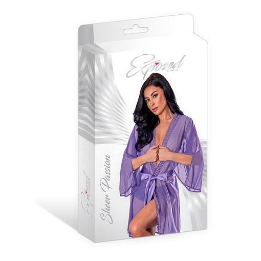 Magic Silk Sheer Passion Flutter Sleeve Robe Very Peri L/Xl - Image 10